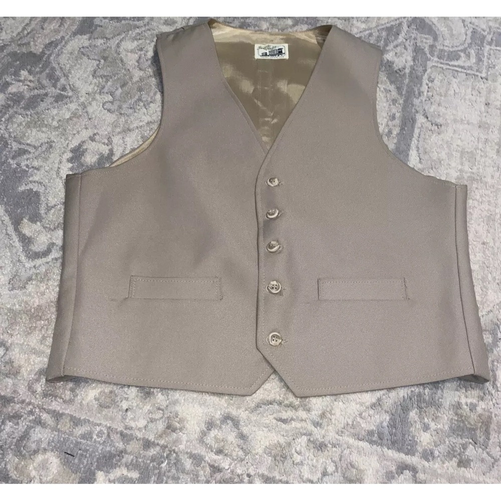 Angels Flight Men's 5 Button Beige Vest Front Pockets Size 42